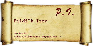 Pilák Izor névjegykártya